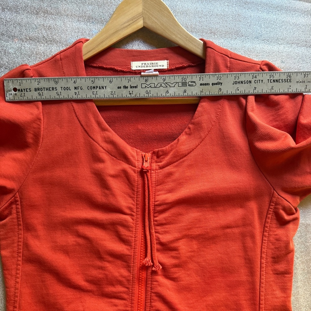 Prairie Underground Red-orange Zip-Up 3/4 sleeve - Picture 3 of 10